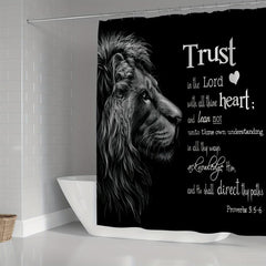 Wildlife Lion Inspirational Quote Shower Curtain Set