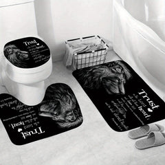 Wildlife Lion Inspirational Quote Shower Curtain Set
