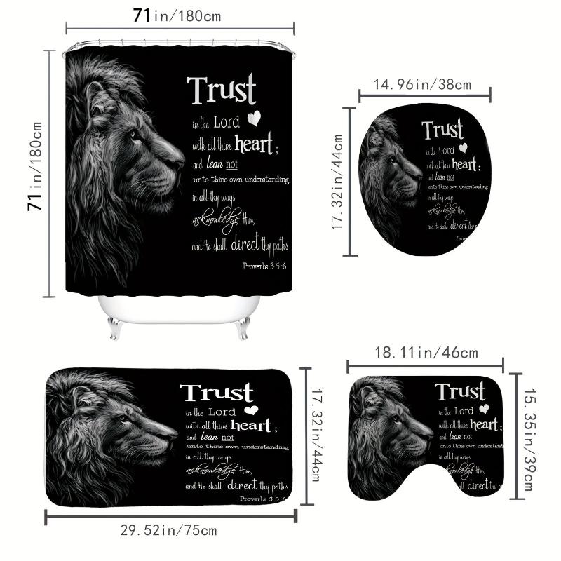 Wildlife Lion Inspirational Quote Shower Curtain Set