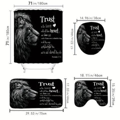 Wildlife Lion Inspirational Quote Shower Curtain Set