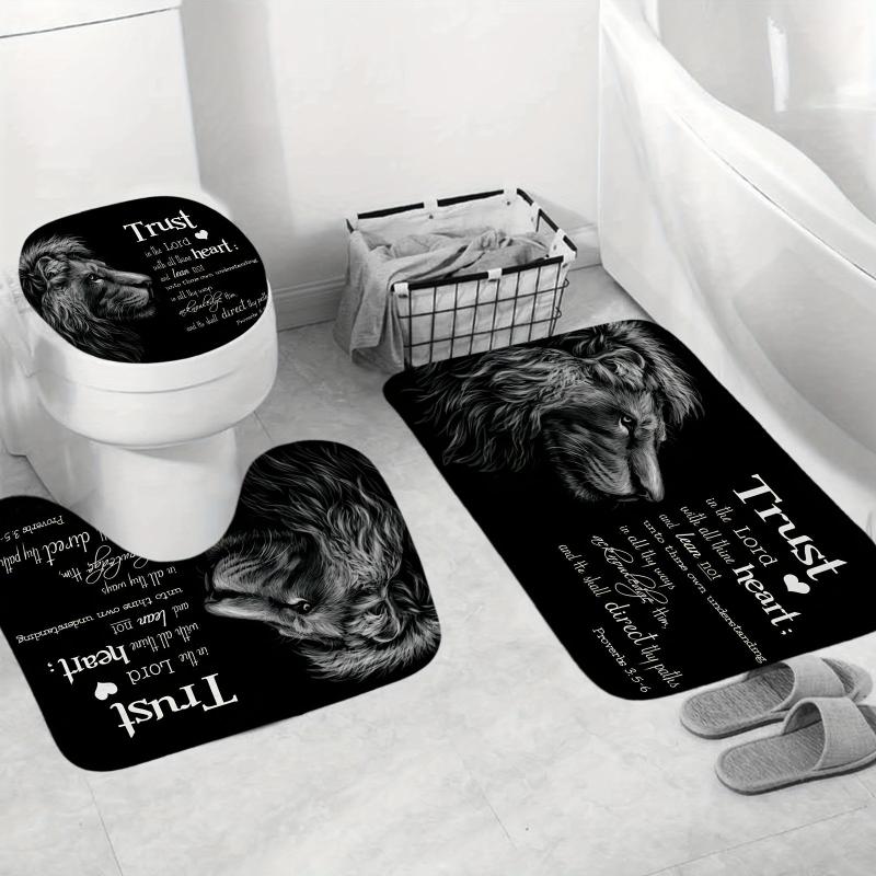 Wildlife Lion Inspirational Quote Shower Curtain Set