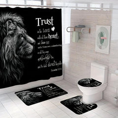 Wildlife Lion Inspirational Quote Shower Curtain Set