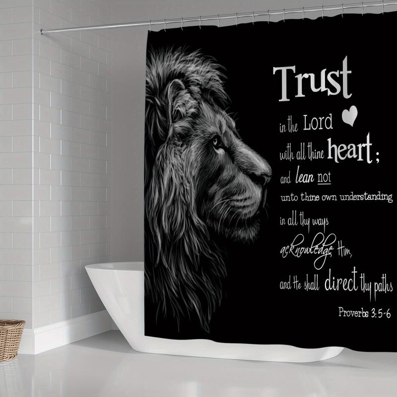 Wildlife Lion Inspirational Quote Shower Curtain Set