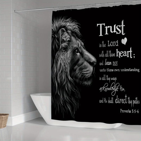 Wildlife Lion Inspirational Quote Shower Curtain Set
