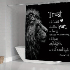 Wildlife Lion Inspirational Quote Shower Curtain Set