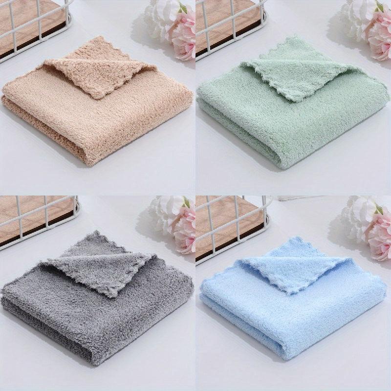 4pcs Coral Fleece Washcloths Soft Absorbent Towels for Home Bathroom