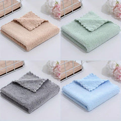 4pcs Coral Fleece Washcloths Soft Absorbent Towels for Home Bathroom
