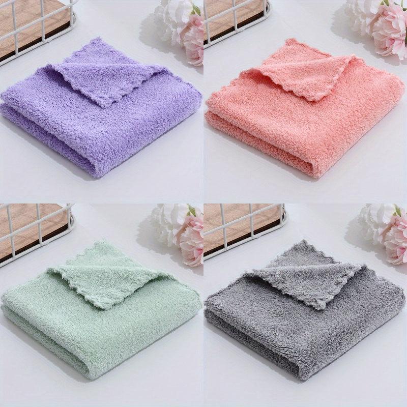4pcs Coral Fleece Washcloths Soft Absorbent Towels for Home Bathroom