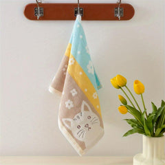 Cotton Cat Pattern Hand Towel Soft Absorbent Towel 13x29in