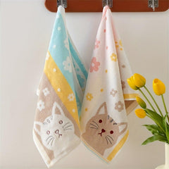 Cotton Cat Pattern Hand Towel Soft Absorbent Towel 13x29in