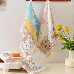 Cotton Cat Pattern Hand Towel Soft Absorbent Towel 13x29in