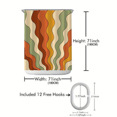 Geometric Line Print Shower Curtain Waterproof Machine Washable