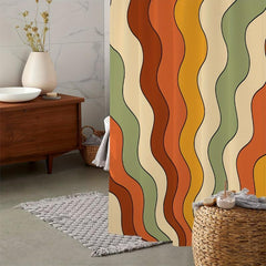 Geometric Line Print Shower Curtain Waterproof Machine Washable