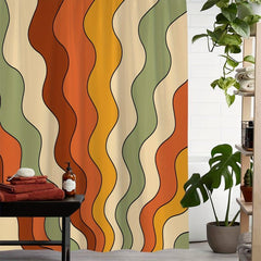 Geometric Line Print Shower Curtain Waterproof Machine Washable