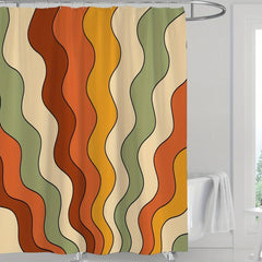 Geometric Line Print Shower Curtain Waterproof Machine Washable