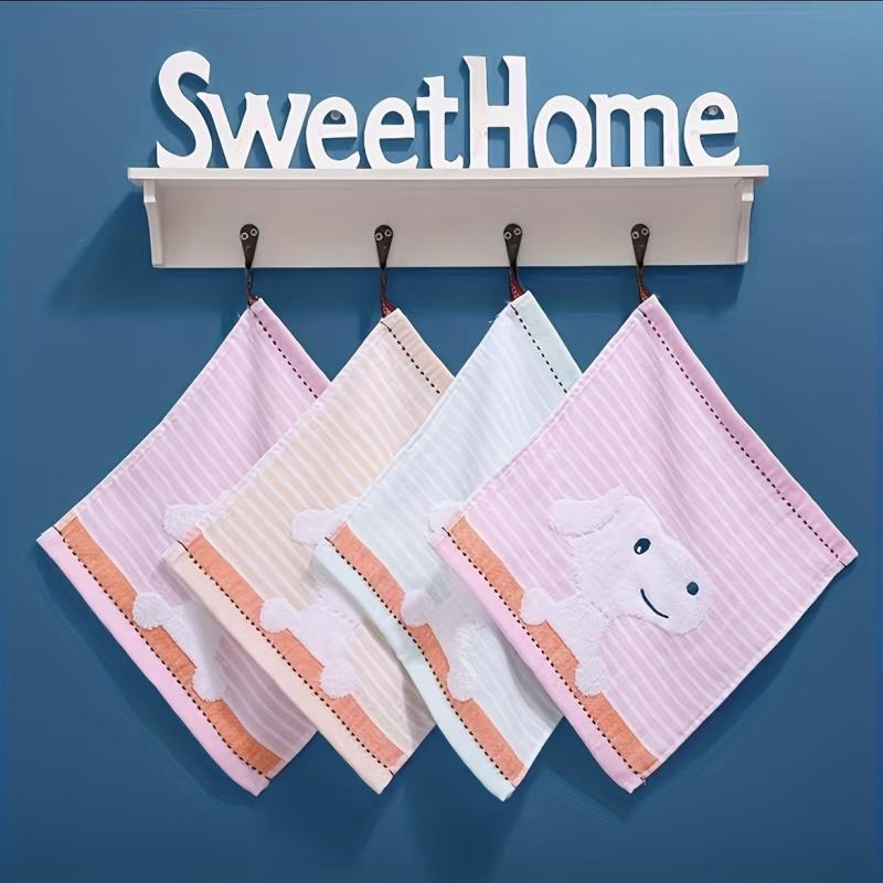 3pcs Dog Pattern Washcloth Cartoon Handkerchiefs Small Square Towel