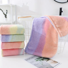 Waterproof Rainbow Shower Cap Hair Turban Absorbent Bathroom Accessory