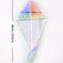 Waterproof Rainbow Shower Cap Hair Turban Absorbent Bathroom Accessory