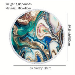 Marble Pattern Quick Dry Beach Towel Soft Microfiber Round Towel