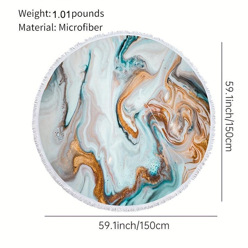 Marble Pattern Quick Dry Beach Towel Soft Microfiber Round Towel