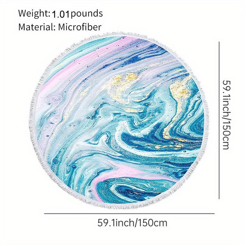 Marble Pattern Quick Dry Beach Towel Soft Microfiber Round Towel