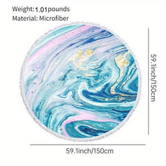 Marble Pattern Quick Dry Beach Towel Soft Microfiber Round Towel