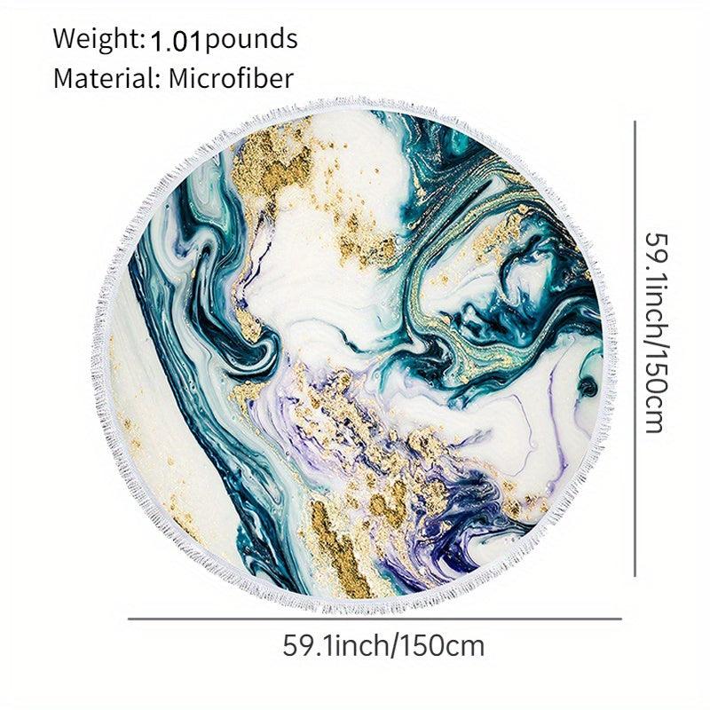 Marble Pattern Quick Dry Beach Towel Soft Microfiber Round Towel