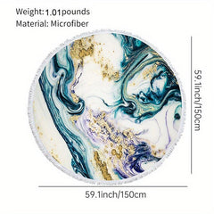 Marble Pattern Quick Dry Beach Towel Soft Microfiber Round Towel
