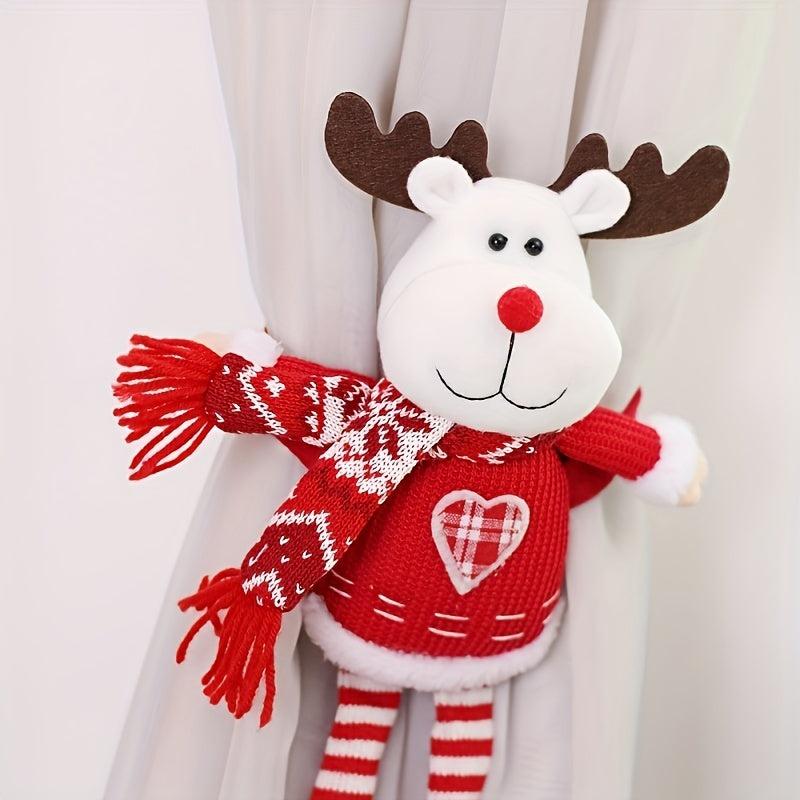 Christmas Curtain Holder Knitted Fabric Long Leg Doll Curtain Buckle