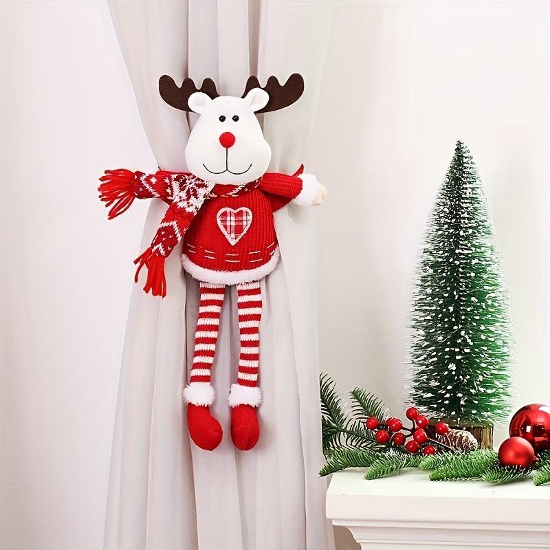 Christmas Curtain Holder Knitted Fabric Long Leg Doll Curtain Buckle