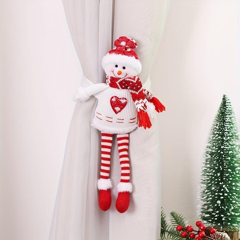 Christmas Curtain Holder Knitted Fabric Long Leg Doll Curtain Buckle