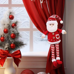 Christmas Curtain Holder Knitted Fabric Long Leg Doll Curtain Buckle