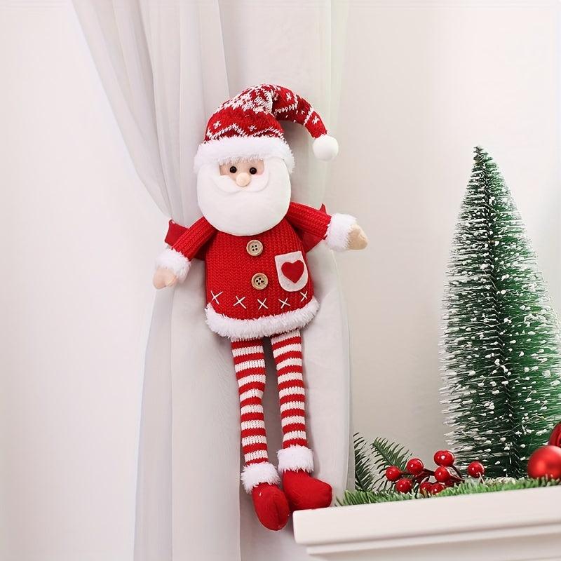 Christmas Curtain Holder Knitted Fabric Long Leg Doll Curtain Buckle