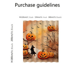 Halloween Pumpkin Print Shower Curtain Waterproof Bathroom Decor