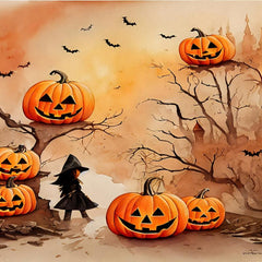 Halloween Pumpkin Print Shower Curtain Waterproof Bathroom Decor