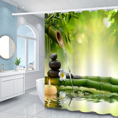 Landscapes Pattern Shower Curtain Waterproof Fabric Bathroom Decor Curtain