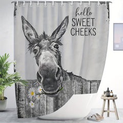 Farmhouse Donkey Shower Curtain Waterproof Machine Washable