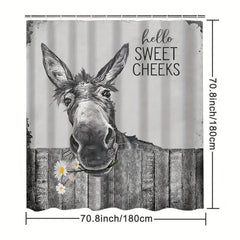 Farmhouse Donkey Shower Curtain Waterproof Machine Washable
