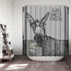 Farmhouse Donkey Shower Curtain Waterproof Machine Washable