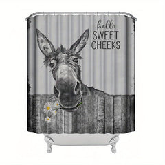 Farmhouse Donkey Shower Curtain Waterproof Machine Washable