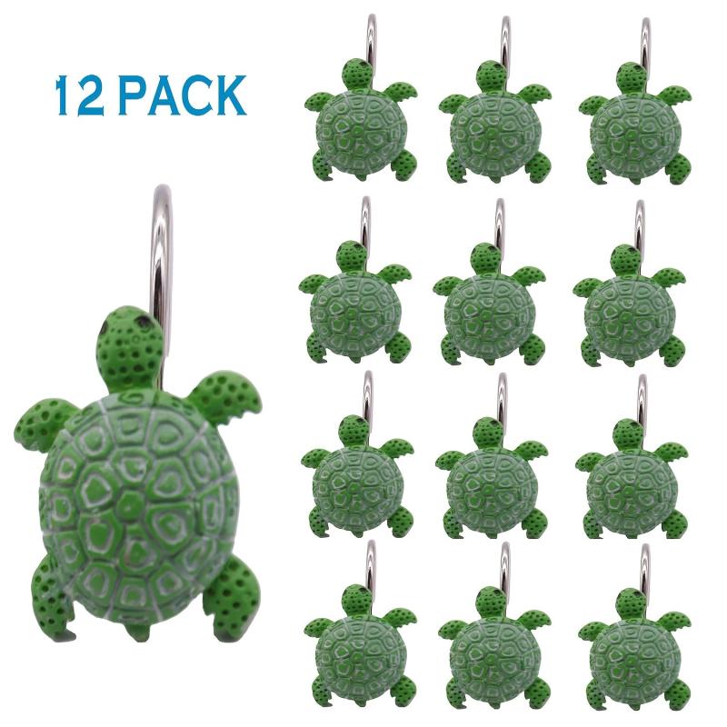 12pcs Ocean Animal Shower Curtain Hooks Turtle Shower Curtain Bathroom Decor