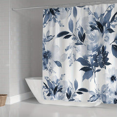 Floral Shower Curtain Set with Non Slip Floor Mat - 4pcs