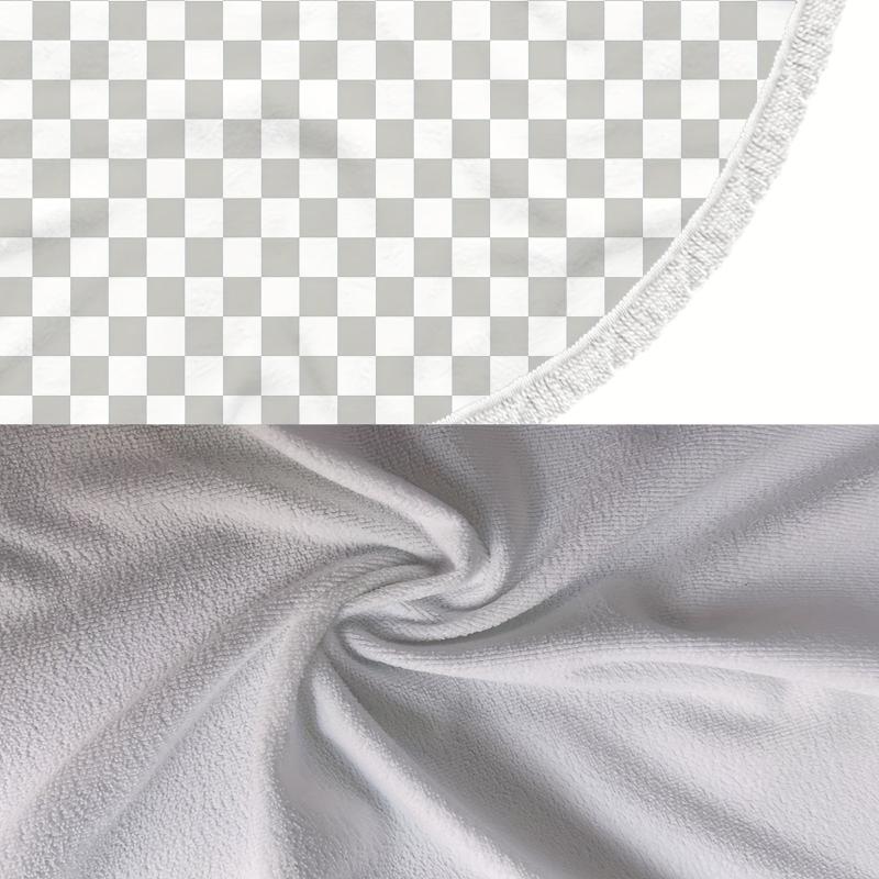 Plaid Printed Beach Mat With Tassels Edge Sun Protection Circular Shawl