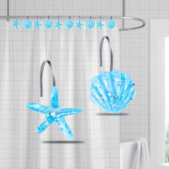 12pcs Ocean Series Shower Curtain Hooks Shell Starfish Shape Rings Bathroom