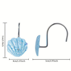 12pcs Ocean Series Shower Curtain Hooks Shell Starfish Shape Rings Bathroom