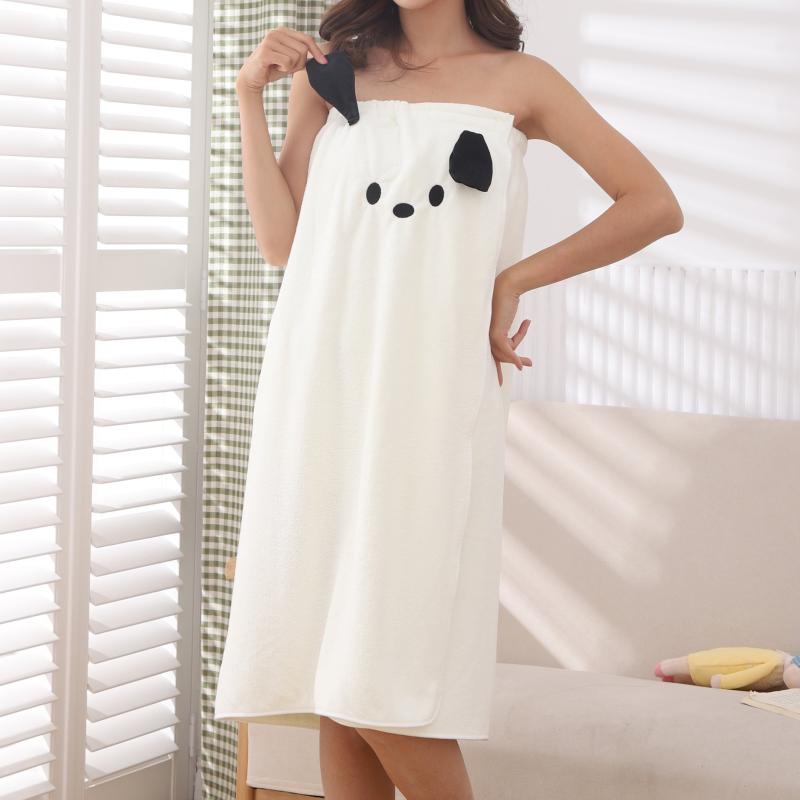 Dog Pattern Bathrobe for Women Quick Drying Adjustable Towel