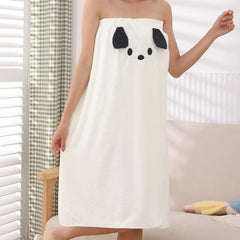 Dog Pattern Bathrobe for Women Quick Drying Adjustable Towel