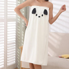 Dog Pattern Bathrobe for Women Quick Drying Adjustable Towel