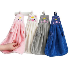 4pcs Pig Pattern Hanging Towel for Quick Drying Hands and Face