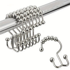 12pcs Rustproof Double Sliding Shower Curtain Hooks Bathroom Access